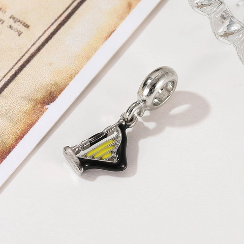 Mini Harp Musical Instrument Charm Zinc Alloy Enamel Pendant For DIY Bracelet Necklace Making Music Theme Gift For Student