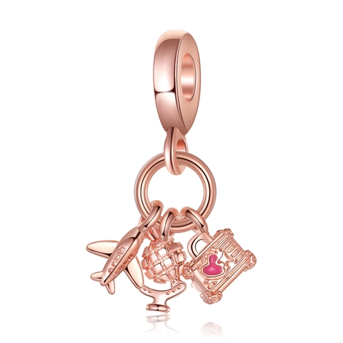 Travel Theme Alloy Airplane Earth Suitcase DIY Charm Pendant For Women Bracelet Necklace Jewelry Decoration