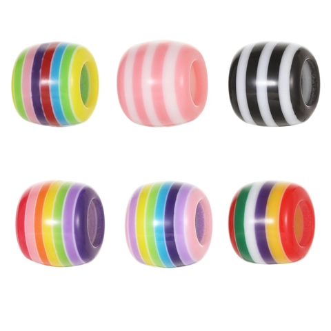 Cuentas de Agujero Grande de Resina DIY Coloridas a Rayas Arcoíris Color Caramelo Cuentas Europeas Para la Fabricación de Joyas Artesanía