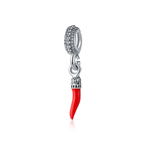 Red Pepper Chili Horn Charm Alloy Drip Oil Pendant For DIY Bracelet Jewelry Making Accessory For Women Girls