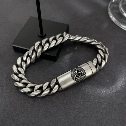 Pulsera de Eslabones Cubanos de Acero Inoxidable para Hombre Diseño de Nudo Celta Difusor de Aromaterapia Joyería Street Style