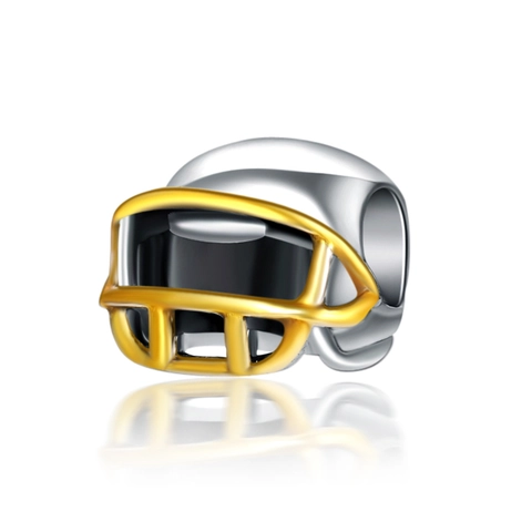Cuenta de Dije de Casco de Fútbol Americano de Aleación Casco Deportivo Cuentas Sueltas Para Creación de Joyas DIY Plata Oro