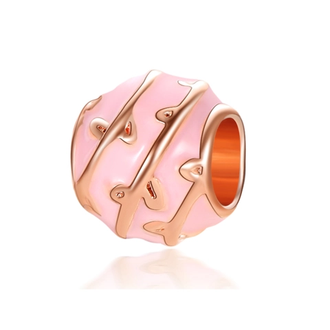 DIY Roze Emaille Bladpatroon Legering Kraal Charm Met Strass Roségoud Metalen Tussenkraal Voor Ketting Armband Sieraden Maken