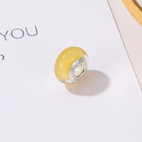 Core Yellow Glass Bubble Charm Bead For DIY Bracelet Jewelry Making Women Accessories