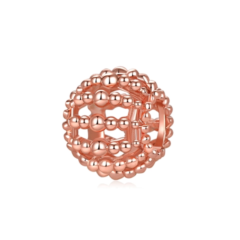 Dijes de Aleación de Bolas Huecas Vintage Oro Rosa Plateado Cuentas Espaciadoras Esféricas Para DIY Creación de Joyas Pulsera Mujer