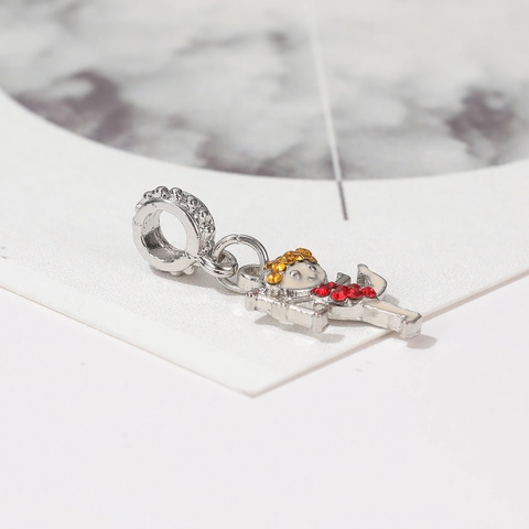 Ciondolo a Forma di Ragazza di Ginnastica in Cartone Animato in Lega Smalto Zirconia per Bracciale Collana Fai Da Te Regalo Donna