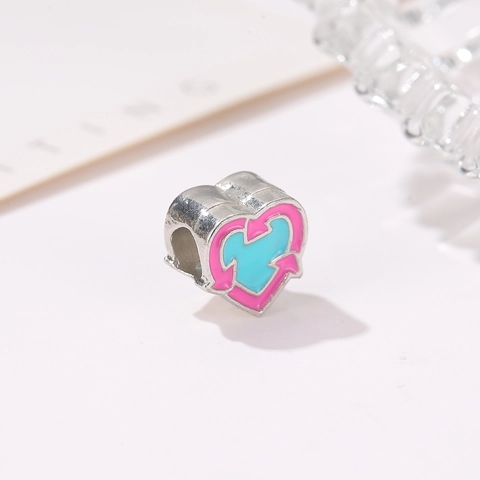 Enamel Heart Bead Charm For DIY Bracelet Necklace Making Alloy Recycled T-shirt Pattern Pendant Jewelry Making Findings