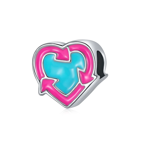 Enamel Heart Bead Charm For DIY Bracelet Necklace Making Alloy Recycled T-shirt Pattern Pendant Jewelry Making Findings