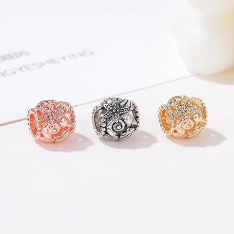 Cuentas Temáticas Océano Aleación Hueca Concha Estrella de Mar para Creación Joyería DIY Pulsera Collar Oro Plata Rosa