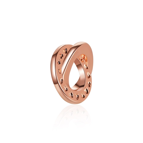 Cuentas de Aleación con Anillos Dobles Entrelazados y Patrón de Corazón Dijes para Joyería DIY Oro Rosa Plata Espaciadores Galvanizados para Pulseras Collares Fornituras de Joyería