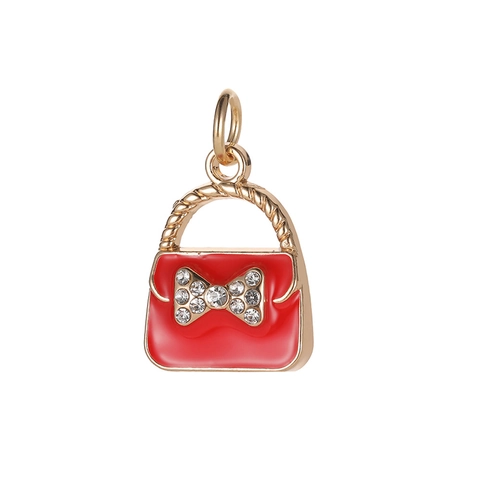 Mini Handbag Pendant Alloy Enamel Rhinestone Bowknot Charm For DIY Bracelet Keychain Necklace Women Jewelry Accessory