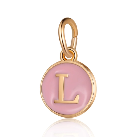 Breloques de Pendentif en Lettre Émail Rose en Alliage pour Fabrication de Collier Bracelet DIY Cadeau de Saint Valentin Or