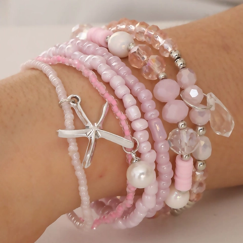 Boho Mehrlagige Perlen Armband Für Damen Mit Seestern Anhänger Künstliche Perle Strass Handgefertigt Armreif Schmuck