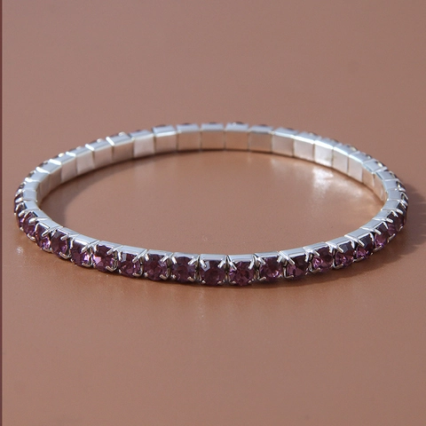 Bracciale Tennis Elastico con Strass alla Moda per Donna Fila Singola Scintillante Cristallo Bracciale Rigido Gioielli in Lega di Ferro
