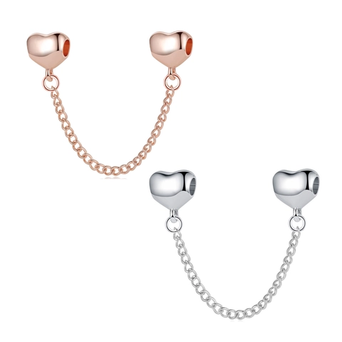Herzform Legierung Armband Sicherheitskette DIY Schmuckkomponenten Für Damen Charm Armband Zubehör Silber Roségold Plattiert
