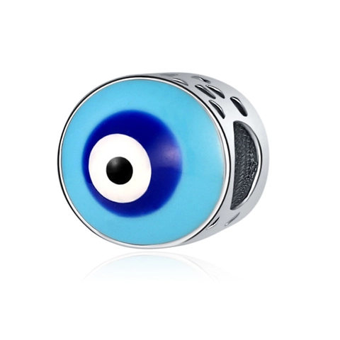 Bohemian Alloy Evil Eye Charm Bead With Hollow Heart Blue Enamel Ethnic Style DIY Jewelry Findings For Bracelet Necklace