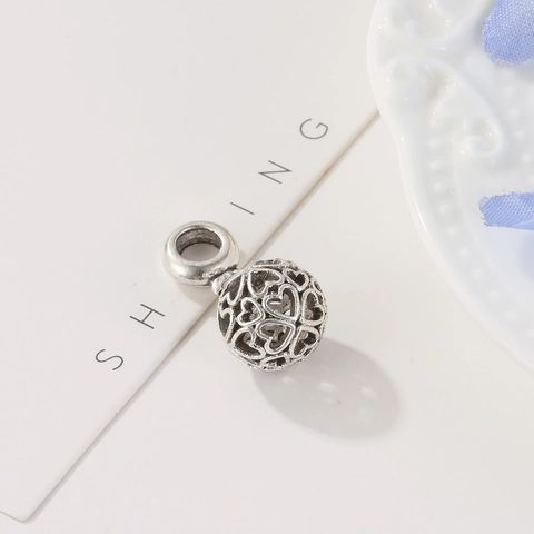 Vintage Alloy Hollow Heart Ball Charm Pendant Antique Silver Rose Gold For DIY Bracelet Necklace Making Jewelry Finding