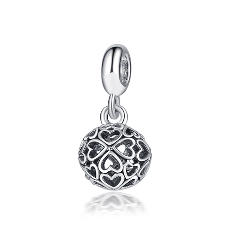 Vintage Alloy Hollow Heart Ball Charm Pendant Antique Silver Rose Gold For DIY Bracelet Necklace Making Jewelry Finding