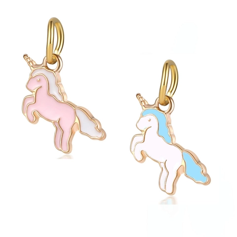 Pendentif Licorne en Émail Dessin Animé Alliage Plaqué Or Animal Charme Pour DIY Collier Bracelet Fabrication de Bijoux Accessoires Femmes Filles
