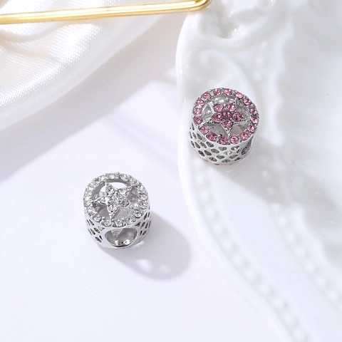 Legering Holle Vijfpuntige Ster Charms Ingelegd Met Roze Witte Strass DIY Kralen Accessoires Voor Armband Sieraden Maken