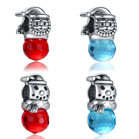 Alloy Rhinestone Christmas Beads Santa Claus Snowman Crystal Ball Spacer Beads For DIY Bracelet Jewelry Making Charms