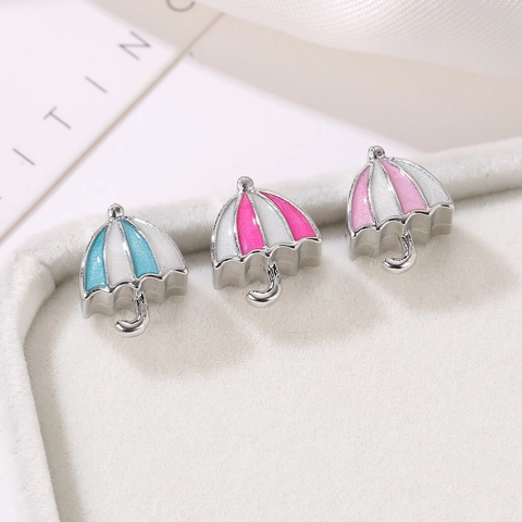 Cute Alloy Umbrella Enamel Charms For DIY Jewelry Making Colorful Pendants For Bracelets Necklaces Handmade Craft Accessory