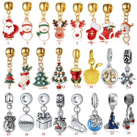 Charmes en Alliage d'Émail de Noël pour la Fabrication de Bijoux Père Noël Bonhomme de Neige Élan Pendentifs en Strass pour Bracelet Collier DIY