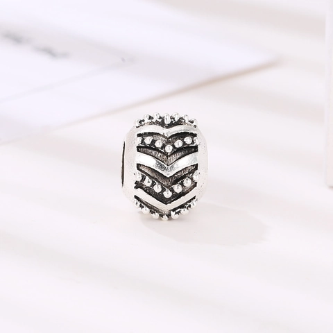 Cuentas de Dije de Corazón de Aleación de Plata Antigua Con Patrón en V Cuentas Espaciadoras para Fabricación de Joyas DIY Pulseras Collares