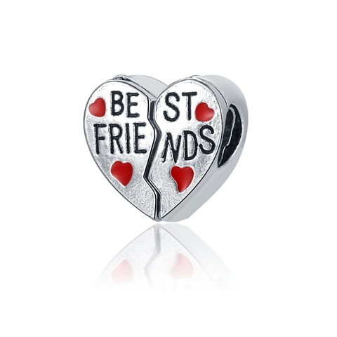 Κρεμαστά από Κράμα Παζλ Σπασμένη Καρδιά Best Friends Με Κόκκινο Σμάλτο για Κατασκευή Βραχιολιών Κολιέ Κοσμήματα Φιλίας Δώρο Γυναίκες