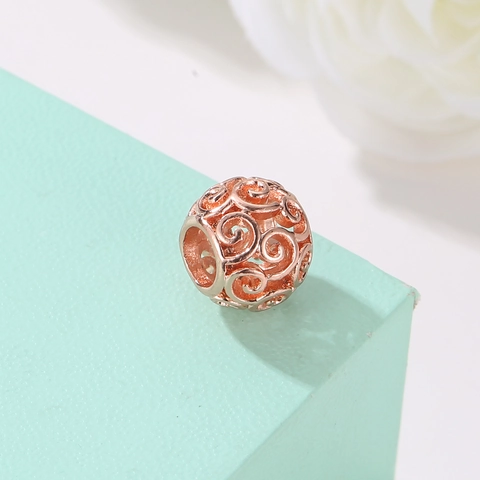 Cuentas de Filigrana Calada de Aleación de Oro Rosa con Patrón de Nubes Espaciador para Creación de Joyas Pulsera Collar DIY