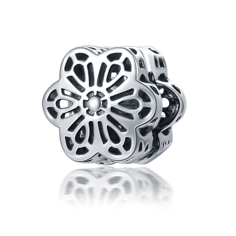 Dije de Flor Hueca de Aleación de Plata Antigua para DIY Creación de Pulseras Hebilla de Posicionamiento Floral Hallazgos de Joyería