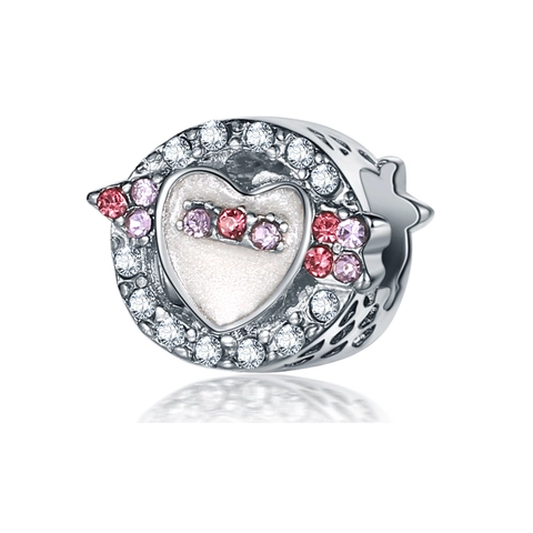 Alloy Enamel Heart Charm With Rhinestone Arrow Through Heart Design Loose Beads For Bracelet Jewelry Making Women Gift