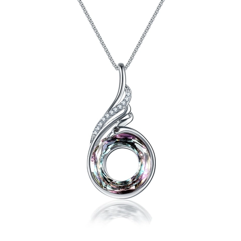 Copper Peacock Pendant Necklace With Round Austrian Crystal Micro Inlaid Zirconia Elegant Modern Ethnic Style Jewelry For Women Gift