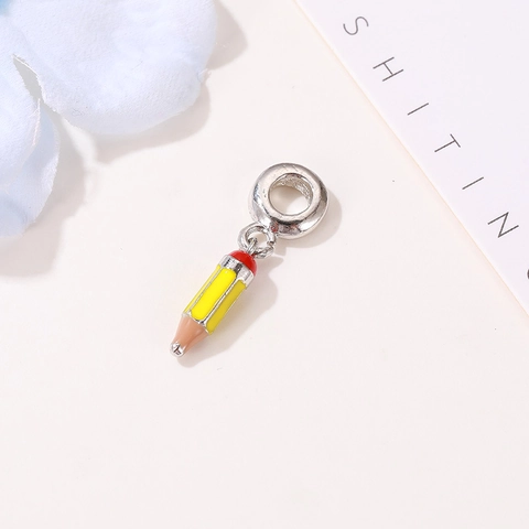 Cartoon Pencil Enamel Pendant Charm For DIY Necklace Bracelet Jewelry Making Graduation Gift For Women Girls Alloy Charms