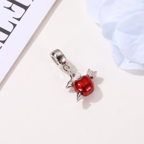 Legierung Roter Apfel Pfeil Anhänger Für DIY Schmuckherstellung Armband Halskette Emaille Frucht Perle Valentinstag Geschenk Weihnachten