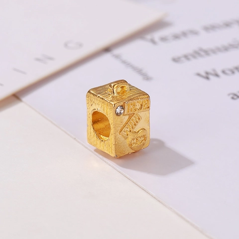 Alloy Gold Suitcase Charm Travel With Mom Letter Pendant Rhinestone DIY Bracelet Necklace Accessory Fashion Jewelry Making