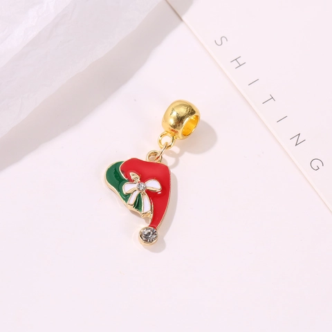 Kerstmuts Legering Emaille Hanger Met Strik Strass Verguld Charm Voor DIY Armband Ketting Sieraden Cadeau