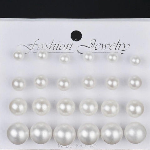 Elegantes Kunstperlen Ohrstecker Set Multi Größe Runde Harz Künstliche Perlen Ohrringe Set Für Damen Mädchen Einfacher Klassischer Schmuck