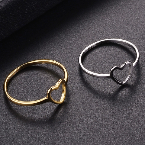 Hollow Heart Best Friend Engraved Alloy Ring Gold Silver Plated Minimalist Heart Shaped Friendship Jewelry For Women