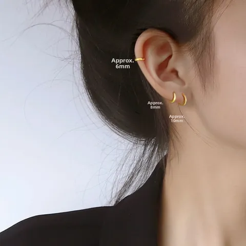 Minimalist Copper Glossy Hoop Earrings With 925 Sterling Silver Earring Post Small Geometric Circle Earrings For Women Jewelry Gift