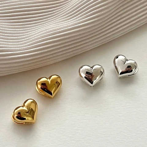Minimalist Copper Heart Ear Cuff With 925 Sterling Silver Earring Post 3D Heart Shaped Jewelry For Women Elegant Korean Style
