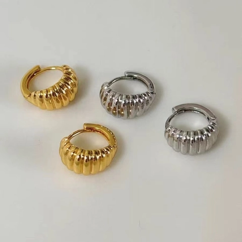 Croissant Bamboo Geometric Hoop Earrings Copper Gold Silver Plated French Vintage Minimalist Fashion Jewelry For Women