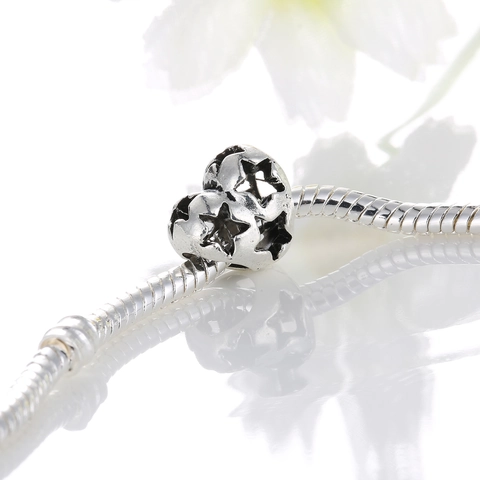 Cuentas de Charm de Aleación de Corazón con Estrellas Caladas para DIY Pulsera Accesorios de Joyería Oro Plata Antigua