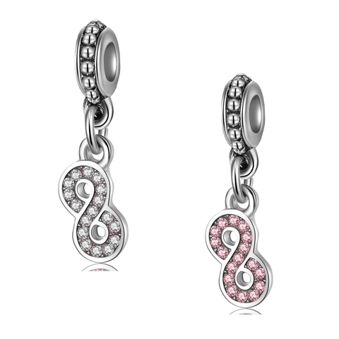 Infinity Symbol Number 8 Charm Alloy Rhinestone Inlaid Pendant For DIY Bracelet Necklace Jewelry Making Accessory Women