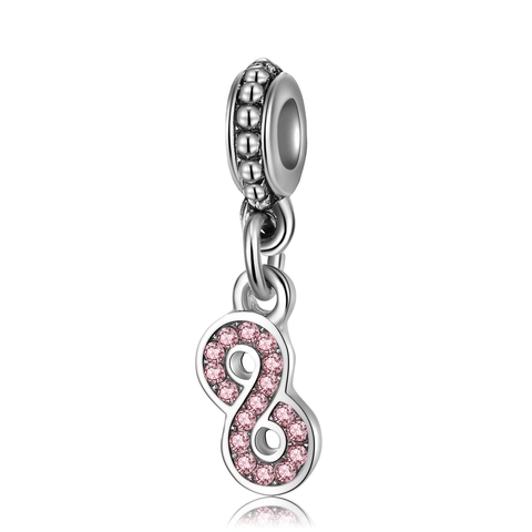 Infinity Symbol Number 8 Charm Alloy Rhinestone Inlaid Pendant For DIY Bracelet Necklace Jewelry Making Accessory Women