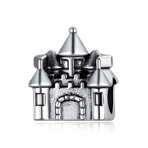 Vintage Silver Color Alloy Castle Charm Bead For DIY Jewelry Making Cartoon Architecture Pendant For Bracelet Women Girls Gifts