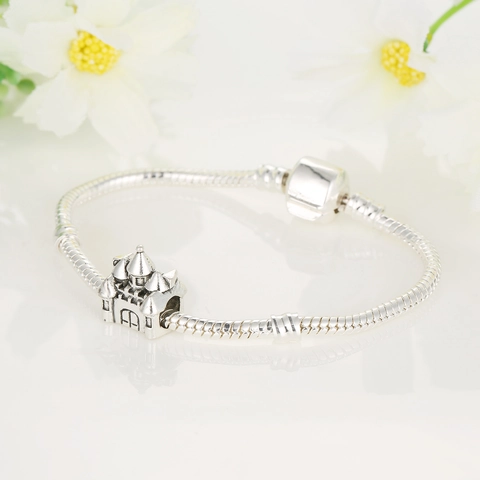 Vintage Silver Color Alloy Castle Charm Bead For DIY Jewelry Making Cartoon Architecture Pendant For Bracelet Women Girls Gifts