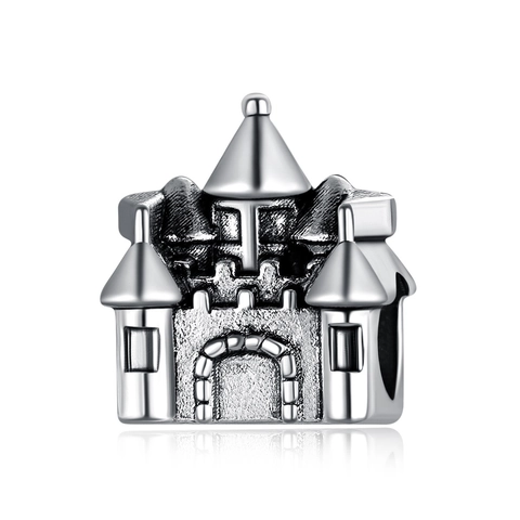 Cuenta de Dije de Castillo de Aleación de Color Plata Vintage Para Fabricación de Joyas DIY Colgante de Arquitectura de Dibujos Animados Pulsera Regalos Mujer