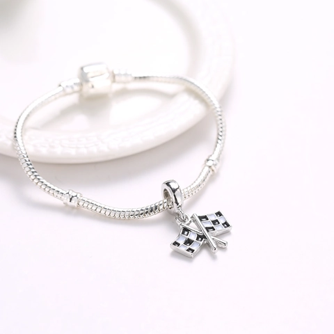 Racing Checkered Flag Alloy Charm Pendant For DIY Jewelry Making Accessories Drip Oil Enamel Sporty Bracelet Necklace Charm