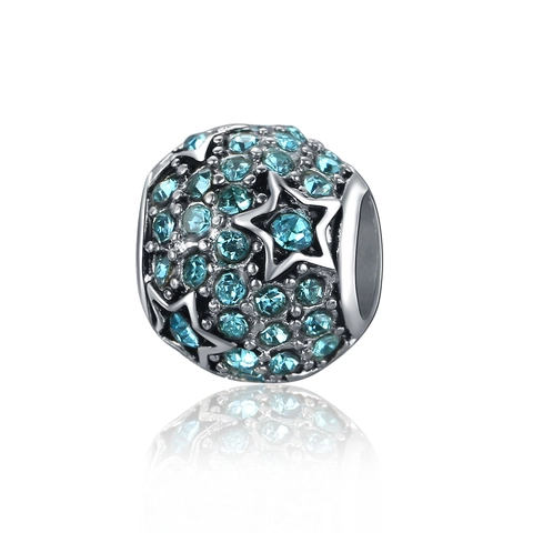 Alloy Pave Rhinestone Starry Sky Star Beads Spherical Charms For DIY Bracelet Necklace Jewelry Making White Pink Purple Blue